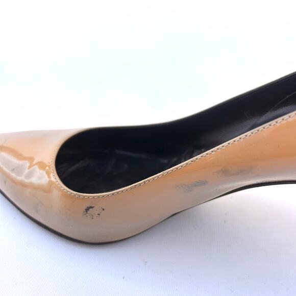 Yves Saint Laurent Paris Tribute Heels Nude Patent Leather Mid Pumps 39 Size 9 - Picture 8 of 13